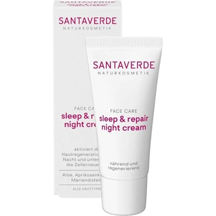 Santaverde Sleep & Repair, Nachtcreme zur Hautregeneration mit Mariendistelöl und Aprikosenkernöl, 30ml