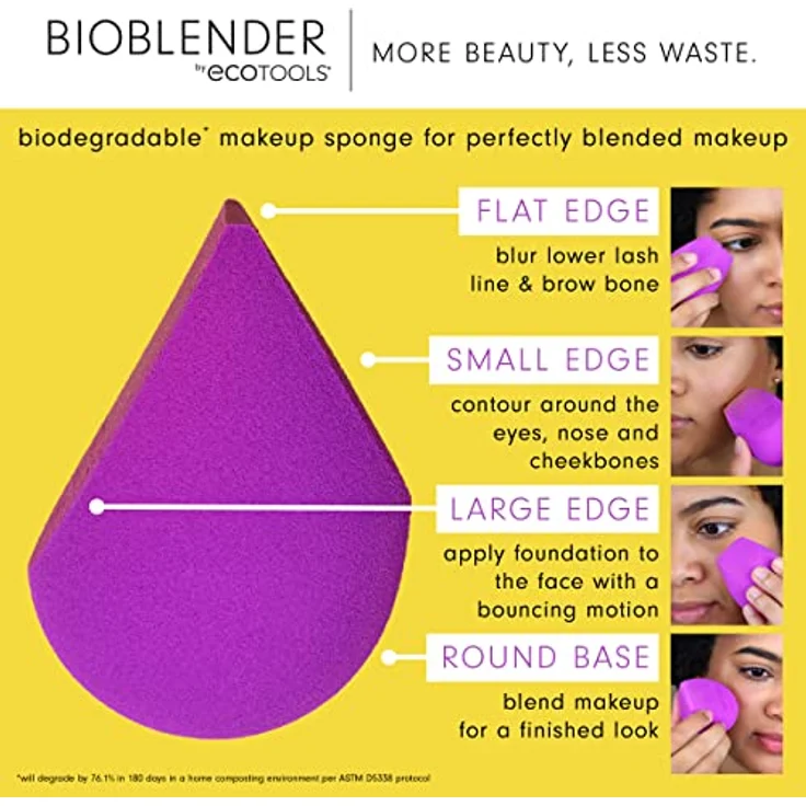 ECOTOOLS Bioblender Make-up-Schwamm für flüssiges und cremiges Make-up, 40 g, 3175, violett – Bild 3