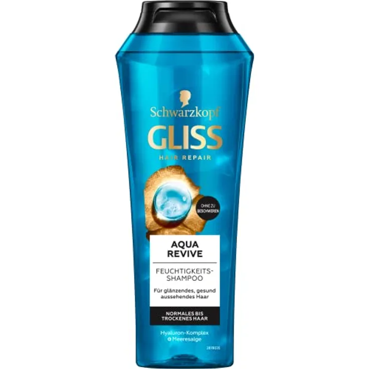 Gliss Shampoo Aqua Revive (250 ml), Haarshampoo bietet eine Extraportion Feuchtigkeit und gesunden Glanz, Feuchtigkeitsshampoo für normales bis trockenes Haar