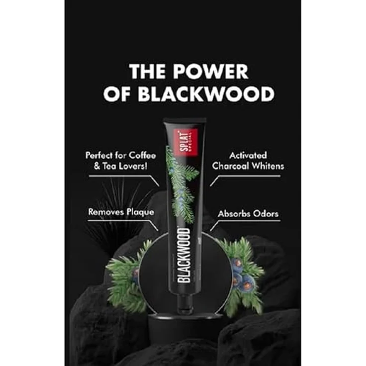 SPLAT Blackwood Zahnpaste, 75 ml - natürliche Zahnreinigung mit Aktivkohle – Bild 3