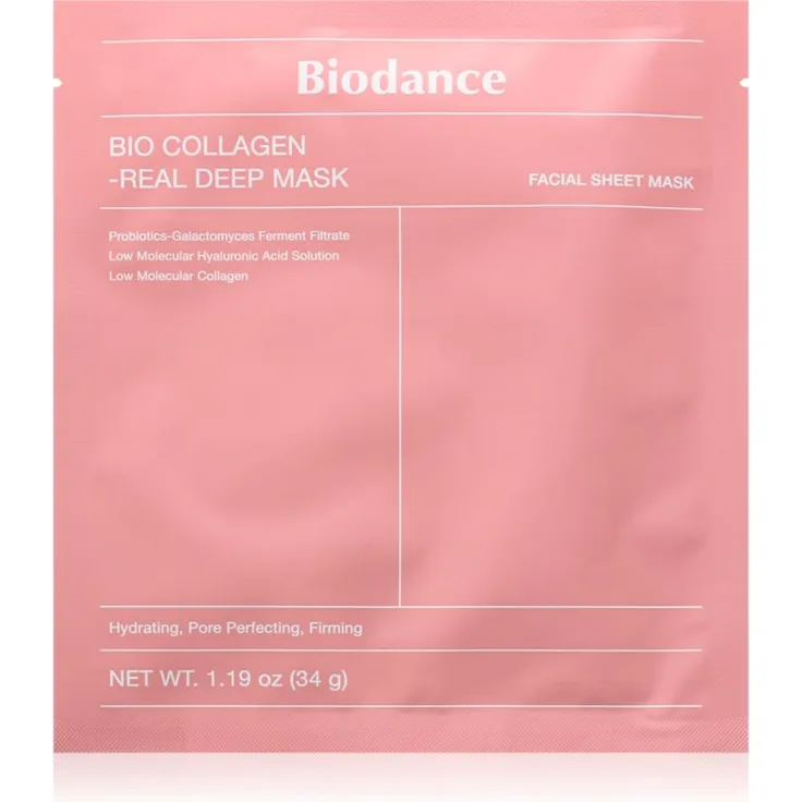 Biodance Bio-Collagen Real Deep Mask, intensive Hydrogel-Maske für feuchtigkeitsspendende Hautpflege und verfeinerte Poren, 34 g