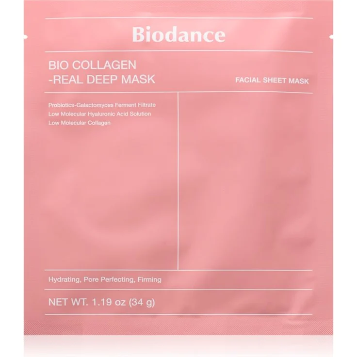Biodance Bio-Collagen Real Deep Mask, intensive Hydrogel-Maske für feuchtigkeitsspendende Hautpflege und verfeinerte Poren, 34 g
