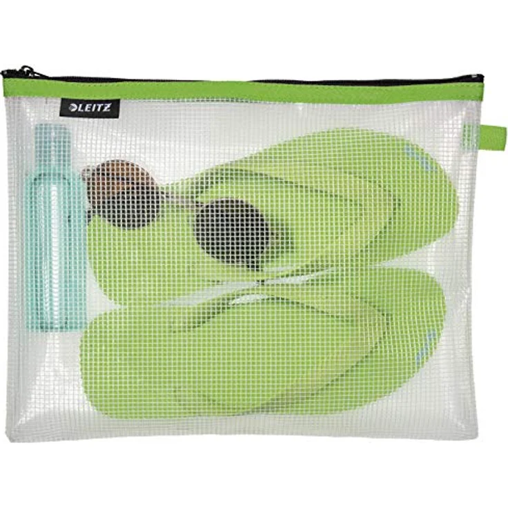 Leitz WOW Reise Zip-Beutel, durchsichtig, Ideal zur Organisation auf Reisen und im Handgepäck, Kosmetiktasche, Groß, 30 x 23 cm, Grün, 40260054 – Bild 2