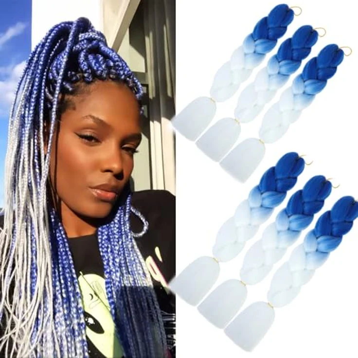 Shangxiu Jumbo Braids Extensions Weiß, 24" Kunsthaar zum Einflechten, hitzebeständig, 3 Stück, 300g – Bild 5