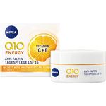NIVEA Q10 Energy Anti-Falten Tagespflege LSF 15 (50 ml), Gesichtspflege mit Q10 und Vitamin C+E, straffende Tagescreme, für strahlende Haut - für alle Hauttypen