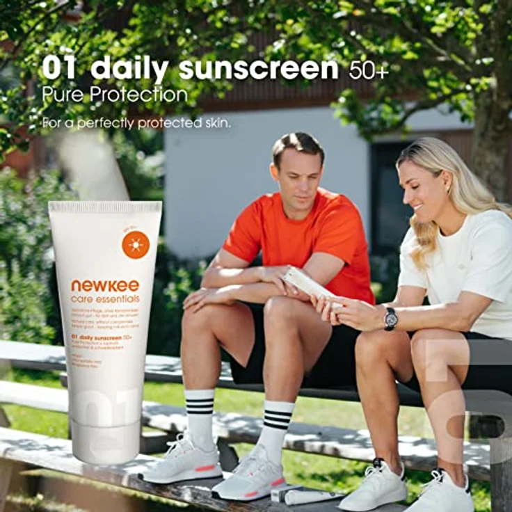 newkee Care Essentials 01 Daily Sunscreen Sonnencreme SPF 50+ (100ml) - Wasserfest, Ideal für Sportler, Parfümfrei & Vegan, Sonnenschutz entwickelt von Manuel Neuer & Angelique Kerber – Bild 2