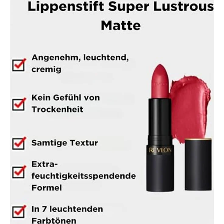 Revlon Super Lustrous The Luscious Mattes, Lippenstift mit Matt-Effekt, 024 Fire And Ice, langlebig, 4.2g – Bild 2