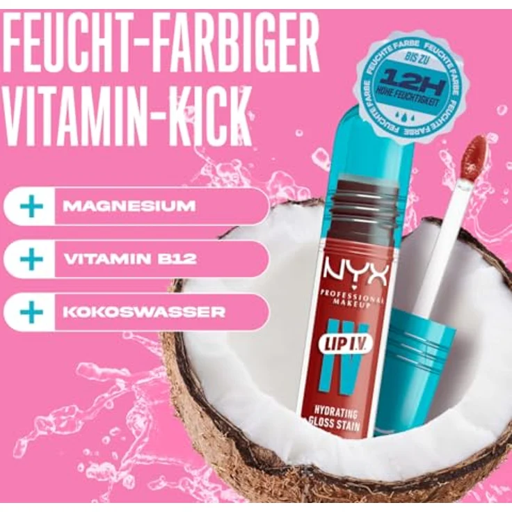 NYX Professional Makeup Lip IV Gloss Serum, feuchtigkeitsspendender Lipgloss mit Vitamin-Komplex, 5 ml, Farbe BURST THAT TANG – Bild 5