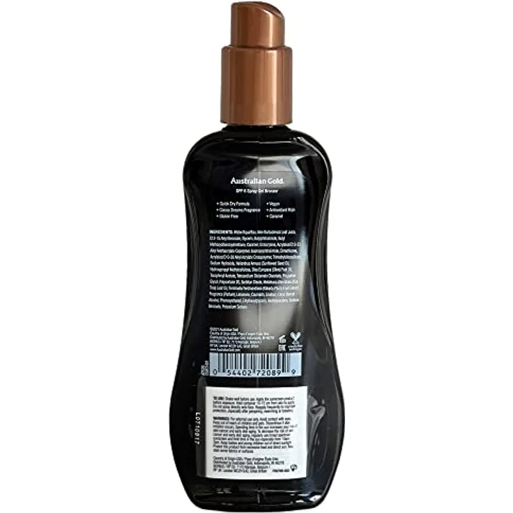 Australian Gold SPF6 Zonnebrand Spray Gel + Bronzer - 237 ml, mit Benufilter für hydratisierte Haut in der Sonne – Bild 2