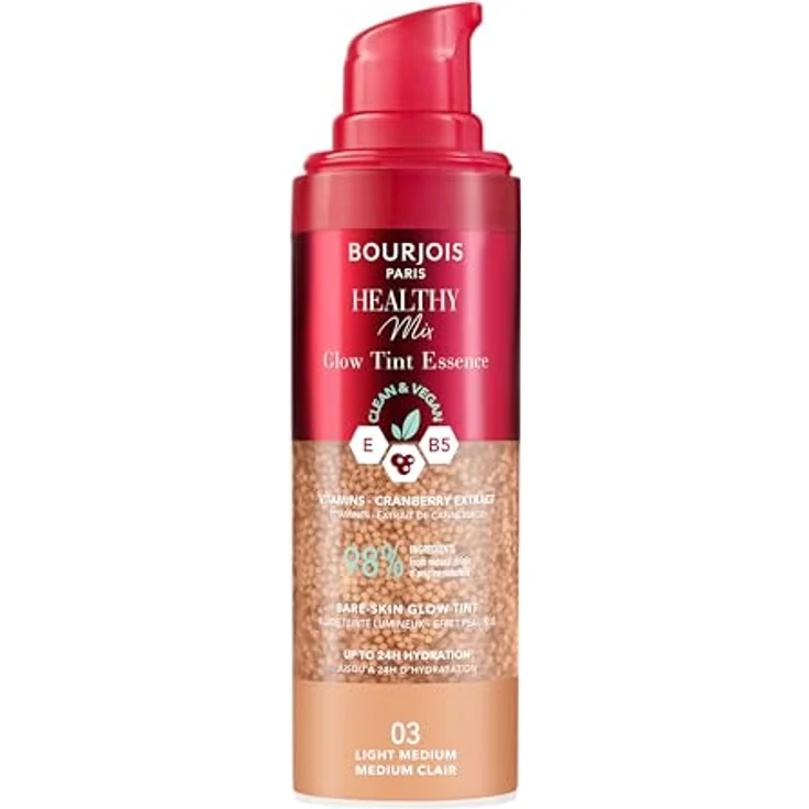 Bourjois Healthy Mix Glow Tint Essence feuchtigkeitsspendende Haut-Ausgleichsessenz, 03 Light Clair, 30ml, strahlendes Finish, reduziert Poren und Rötungen – Bild 2