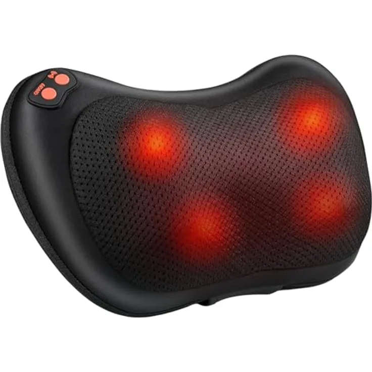 smartEC Witali Shiatsu Massagekissen mit ComfortHeat, elektronisches Nacken- und Rückenmassagegerät mit 4 rotierenden Massageköpfen, Wärmefunktion, für Rücken, Nacken, Schultern & Beine