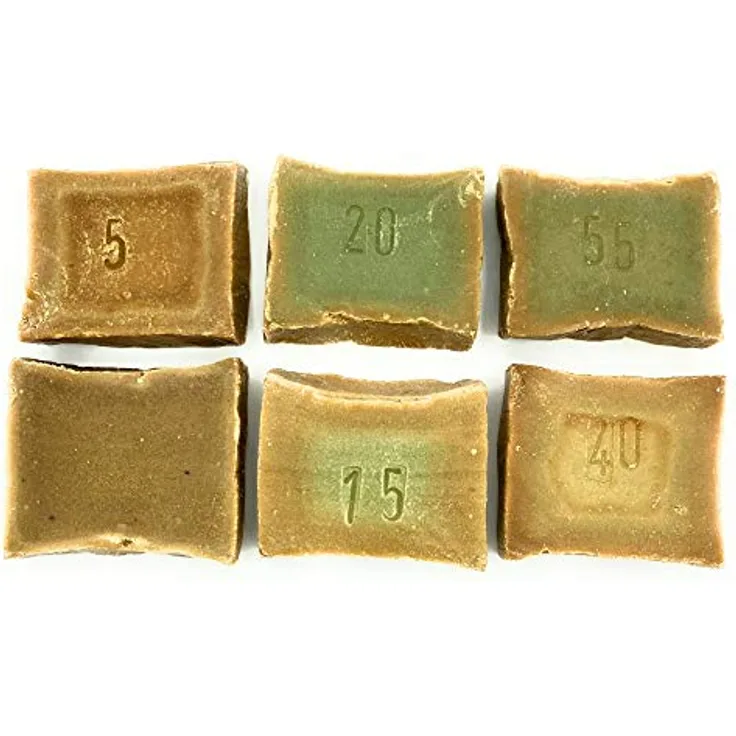 Carenesse Aleppo Seifen Kennenlern Paket, 6x 50g Naturseife mit Olivenöl und Lorbeeröl, ideal für Haut, Hände und Haare