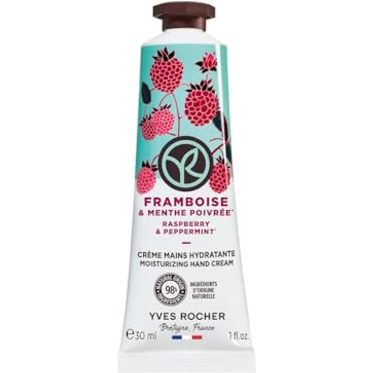 Yves Rocher Bain de Nature Handcreme Raspberry & Peppermint, 30 ml, feuchtigkeitsspendend, vegan, zieht schnell ein – Bild 4
