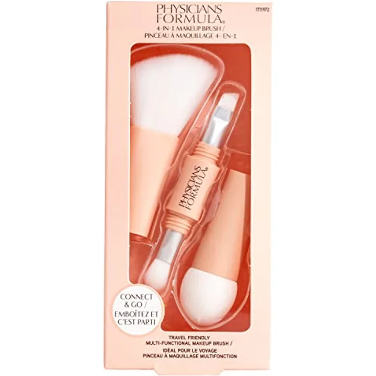 Physicians Formula, 4-in-1-Pinsel, Makeup-Pinsel für das Auftragen von Make-up für unterwegs, Lidschattenpinsel, Eyeliner-/Brauenpinsel, Bronzer-/Bürstenpinsel und Foundation-/Concealer-Schwämmchen - Preisvergleich