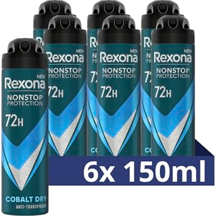 Rexona Men Nonstop Protection Deospray Cobalt Dry 72h Antitranspirant, 6x 150 ml – Bild 1