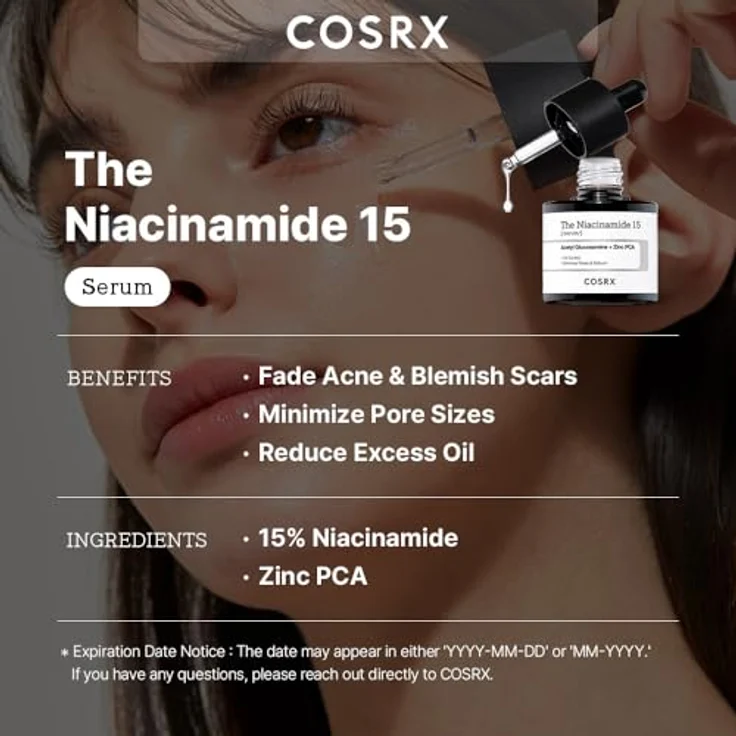 COSRX Niacinamide 15% Gesichtsserum, Verkleinert Poren, Beruhigt Rötungen, Korrigierende Behandlung, 20 ml, Korean Skincare – Bild 2