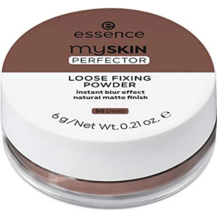 essence my SKIN PERFECTOR LOOSE FIXING POWDER, Puder, Nr. 50 Deep, braun, für Mischhaut, porenverfeinernd, glättend, weichzeichnend, fixierend, mattierend, natürlich, vegan, ohne Parfüm (6g) – Bild 2