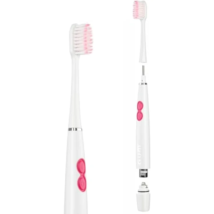 GUM Sonic Sensitive, Elektrische Zahnbürste mit sanfter Schalltechnologie für empfindliche Zähne, weiß – Bild 3