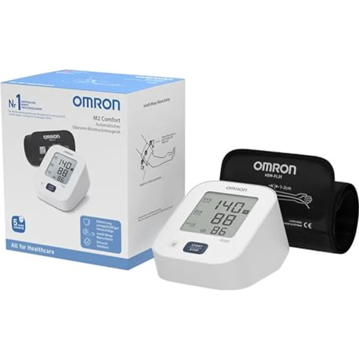 Omron M2 Comfort, Klinisch validiertes Oberarm Blutdruckmessgerät für zu Hause, 1 St. – Bild 1
