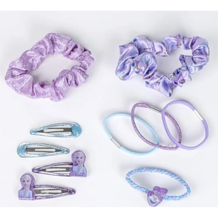 Disney Frozen Haargummi Haarschmuck-Set, Kinder Haarpflege-Accessoires für kreative Frisuren, mit Haarbändern und Clips – Bild 2