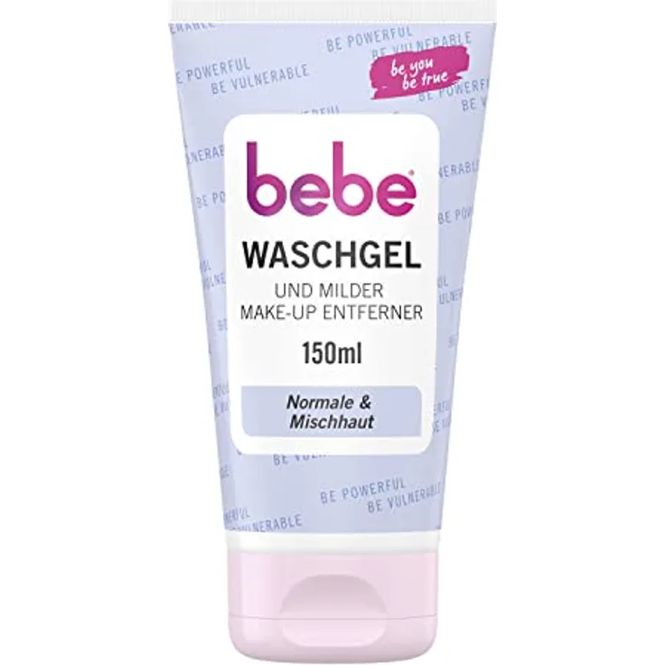 bebe Waschgel & milder Augen Make-Up Entferner (150 ml), fruchtig duftende Gesichtsreinigung mit Aprikosenextrakt für normale Haut & Mischhaut