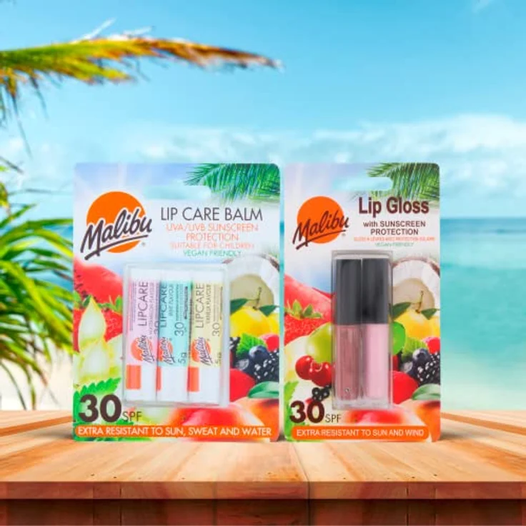 Malibu Sun and Wind Resistant Lipgloss mit LSF 30 Sonnenschutz, 2er Pack (2 x 1,5 ml) Coconut and Strawberry – Bild 4