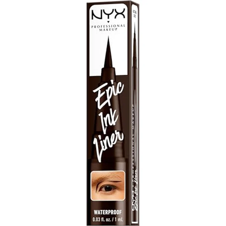 NYX Professional Makeup Epic Ink Liner, Eyeliner 1 ml, präziser, wasserfester und veganer Lidstrich in DARK CHOCOLATE – Bild 8
