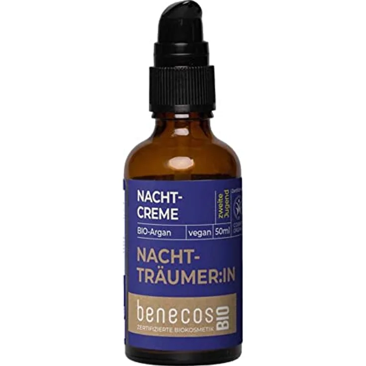 Benecos Argan Nachtcreme für reife Haut, 50ml mit Bio-Arganöl und Bio-Jojobaöl, dermatologisch getestet