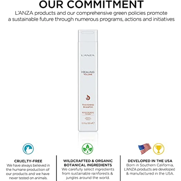 L'ANZA Heilungsvolumen Verdickendes Shampoo (300 ml), Verleiht Feinem und Plattem Haar Glanz, Volumen und Dichte, Reich an Bambus-Bodifying-Komplex und Keratin, Volumen Shampoo – Bild 4