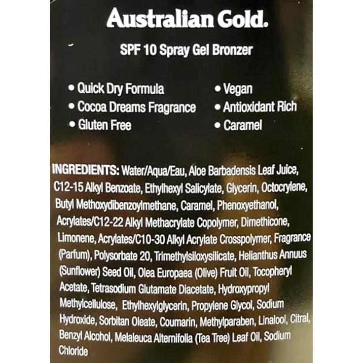 Australian Gold Sunscreen SPF 10 Spray Gel mit Bronzer, 237 ml – Bild 2