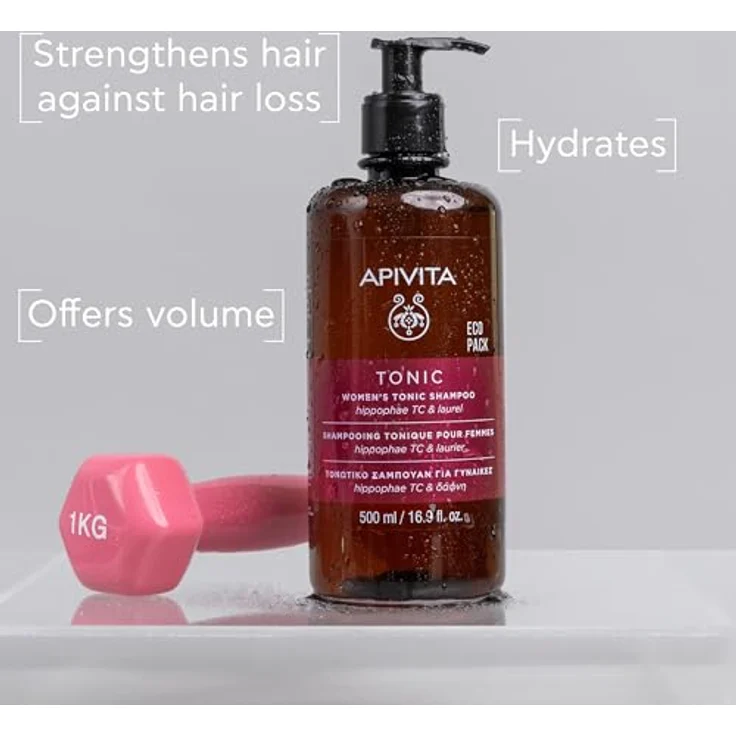 Apivita Tonic Shampoo für Frauen mit schütterem Haar 500 ml - Fördert gesundes Haarwachstum, Stärkt, Gibt Volumen - Bekämpft Haarausfall mit Patentiertem Hippophae Tonic Komplex, Lorbeer & Propolis – Bild 2