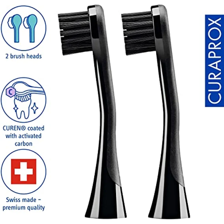 CURAPROX Black is White Aufsteckbürsten für elektrische Zahnbürste 2 St. Schwarz – Bild 3