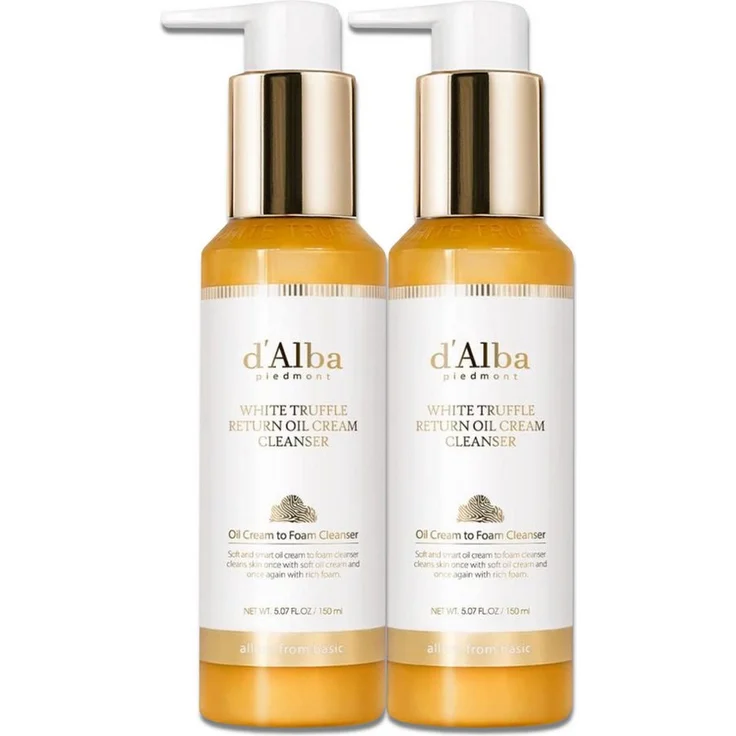 d'Alba White Truffle Return Oil Cream Cleanser, 2-in-1 Gesichtsreiniger mit luxuriösem Pflegeerlebnis, 150ml