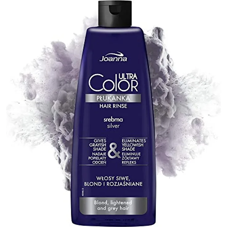 Joanna Ultra Color - Silberne Farbspülung für Blondes und Helles Haar - Aschgrauer Farbton - Natürlicher Glanz - Beseitigt Gelbstich in Haar - Hellt das Haar auf und Revitalisiert es - 150 ml