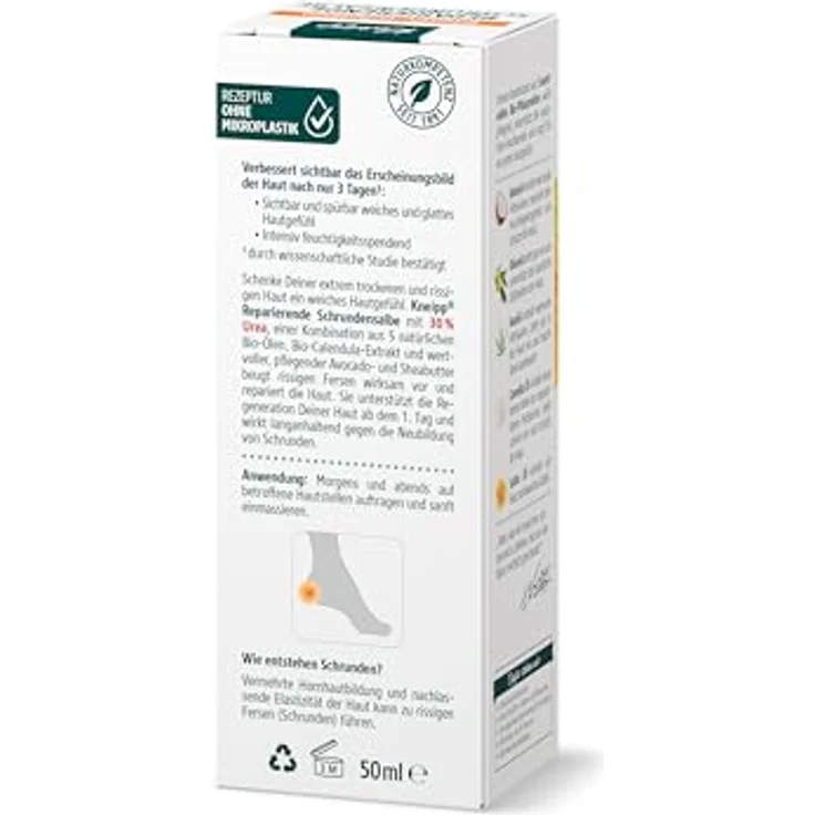 Kneipp Reparierende Schrundensalbe, 30% Urea Intensiv-Fußpflege mit Bio-Calendula, für Diabetiker geeignet, 50ml – Bild 2