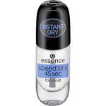essence speed dry 45sec top coat, Unter- und Überlack, transparent, fixierend, glättend, langanhaltend, schützend, glänzend, strahlend, gelig, ohne Aceton, vegan, Mikroplastik Partikel frei (8ml)