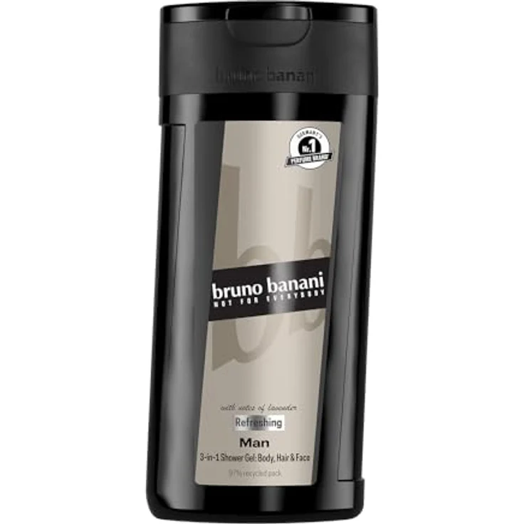 bruno banani Man 3-in-1 Shower Gel, klassisch-maskuliner Amber-Fougère-Duft für Körper, Gesicht und Haare, 250 ml, vegan und dermatologisch getestet – Bild 1