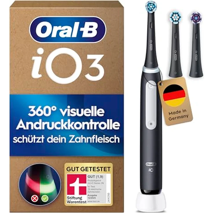 Braun Oral-B iO Series 3 Plus Edition, Elektrische Zahnbürste mit 3 Aufsteckbürsten, 3 Putzmodi, Schwarz – Bild 2
