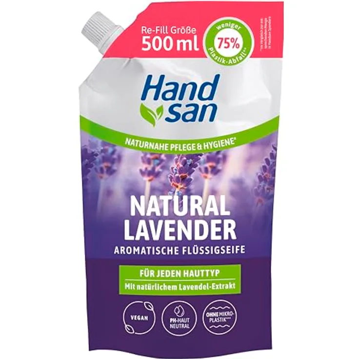 Handsan Flüssigseife Lavender Nachfüller, 500ml Flüssigseife von Lornamead