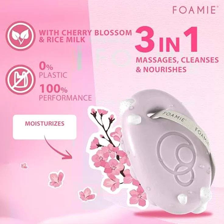 Foamie Cherry Kiss Shower Body Bar, vegane Handseife mit neutralem pH-Wert, 80 g – Bild 4