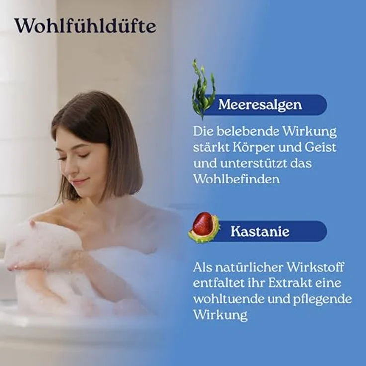 Litamin Schaumbad Blauer Traum 750ml – feuchtigkeitsspendender Badeschaum mit Meeresalgen & Kastanien-Essenz für entspannende Wellness-Momente – Bild 5