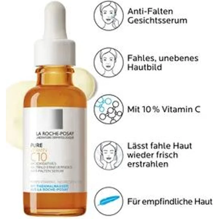 La Roche-Posay Serum Pure Vitamin C10 30 ml, ideal als Make-up Grundlage bei empfindlicher Haut – Bild 3