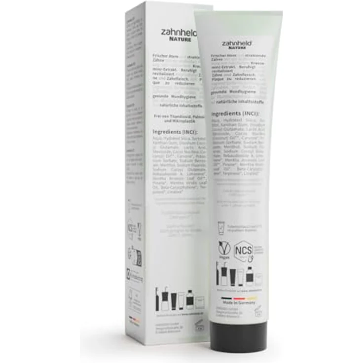 Zahnheld® Nature Zahnpasta Mint, Allround-Pflege mit Krauseminz-Extrakt, 1450 ppm Fluorid, vegan, ohne Mikroplastik, Palmöl & Titandioxid, 75 ml (1er Pack) – Bild 2
