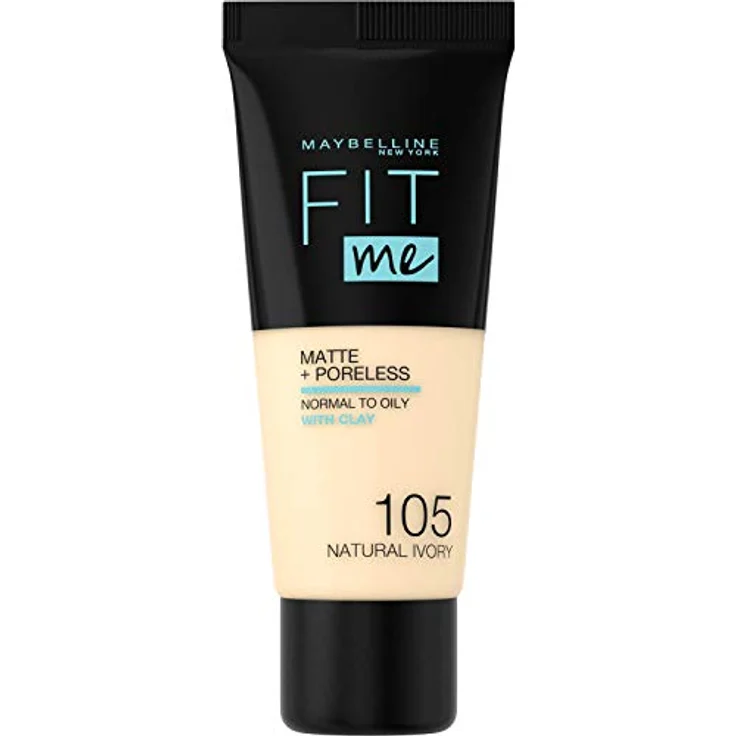 MAYBELLINE NEW YORK Foundation Fit Me Matte + Poreless, Flüssig-Make-up 105 Natural Ivory, 30ml für Mischhaut mit mattem Finish – Bild 1