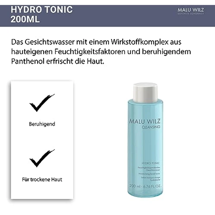 Malu Wilz Hydro Tonic 200 ml I Sanftes Pflege-Gesichtswasser mit beruhigendem Panthenol I Skincare für empfindliche Haut I Ohne Alkohol I Vegan – Bild 5