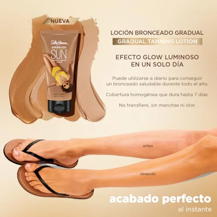 Sally Hansen Airbrush Legs Selbstbräunungslotion, Sun Gradual Tanning Lotion, Light to Medium, 175 ml – Bild 4
