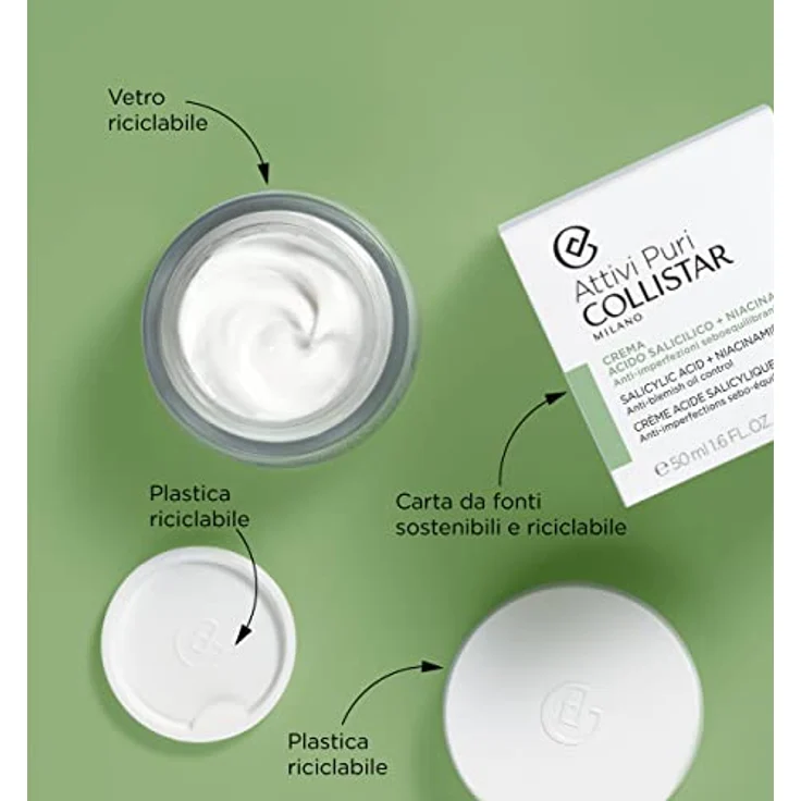 Collistar Aktive reine Gesichtscreme mit Salicylsäure + Niacinamid, Anti-Unvollkommenheit und Talgausgleichend, 50 ml, für alle Hauttypen – Bild 5