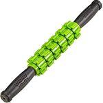 relaxdays Massageroller 2x Faszien Massageroller mit Griff, Schwarz/Grün, zur Selbstmassage und Regeneration von Muskeln