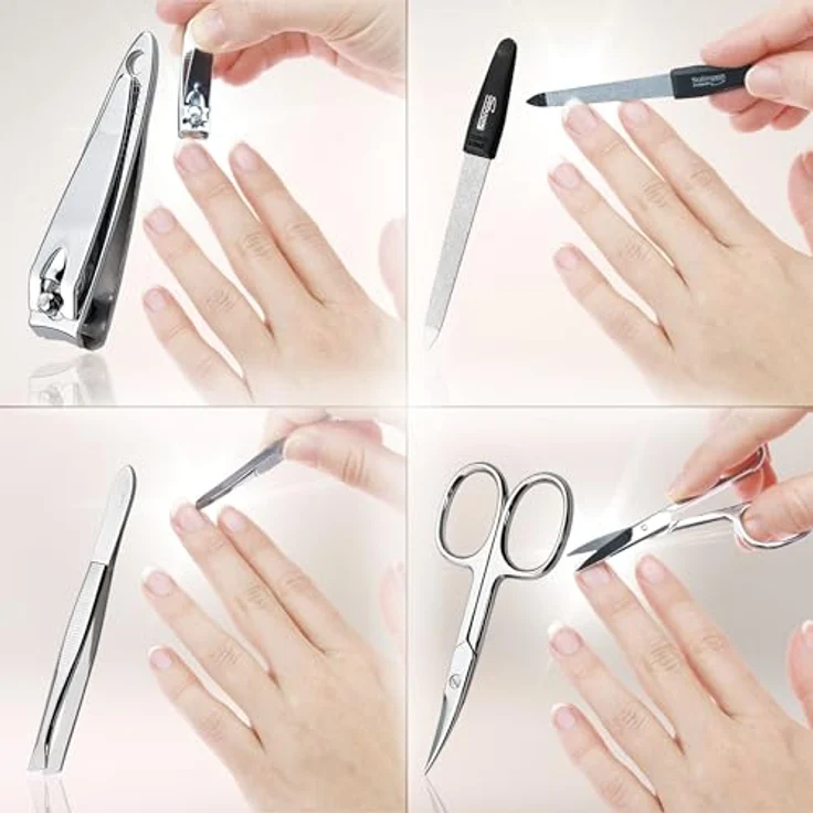 marQus Maniküre Set 4-teilig, praktisches Nagelpflegeset mit Solingen Feile, kompakt im Jeans Design – Bild 3