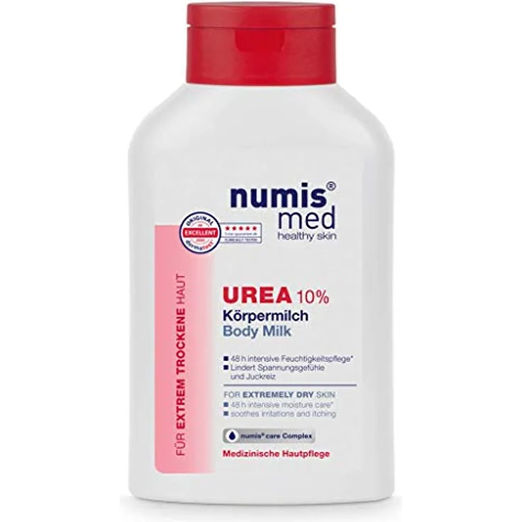numis med Körpermilch mit 10% Urea - Hautberuhigende Bodylotion für extrem trockene, zu Juckreiz neigende Haut - vegane Hautpflege ohne Silikone, Parabene & Mineralöl - Lotion (1x 300 ml)